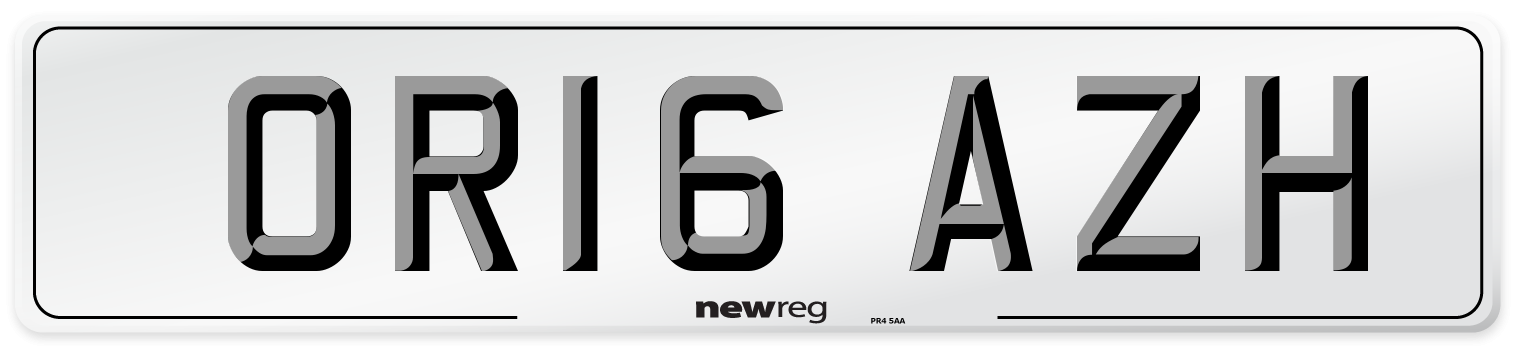 OR16 AZH Number Plate from New Reg